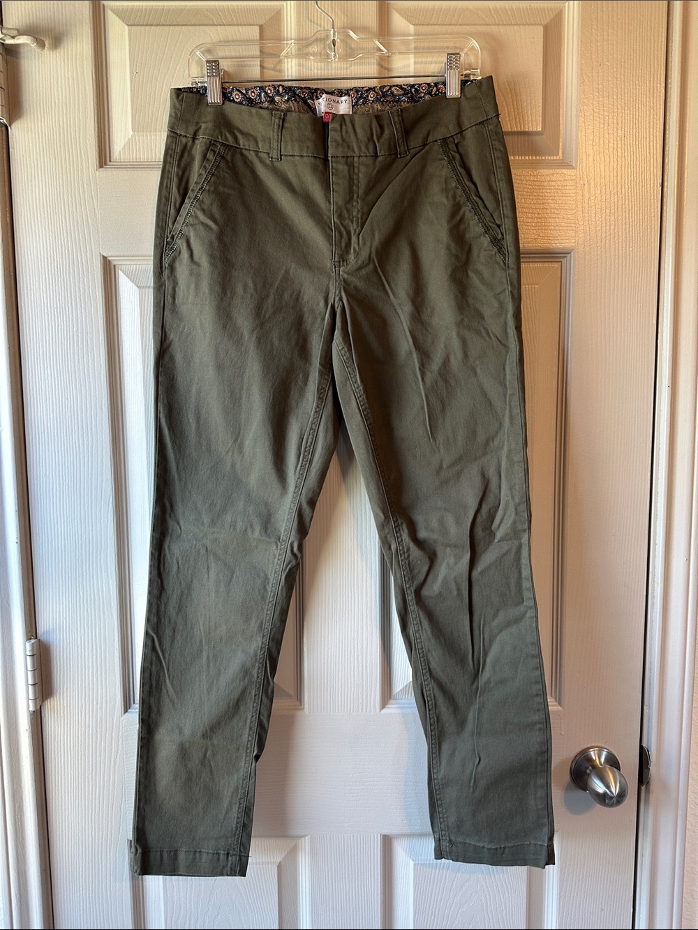 Women's Olive Chino Pants with Comfort Waistband
